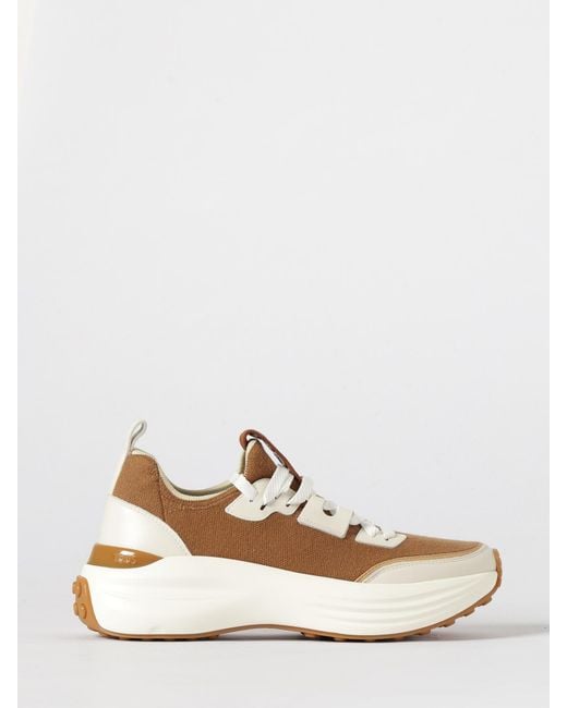 Tod's White Knit And Leather Sneakers