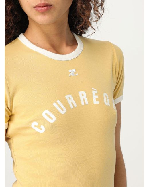 T-shirt in cotone con logo stampato di Courreges in Blue