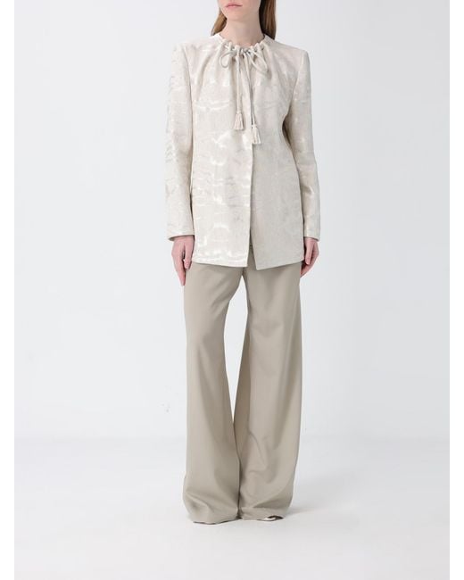 Giorgio Armani Natural Linen And Viscose Blazer With Drawstring