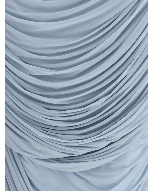 Magda Butrym Blue Draped Cupro Skirt
