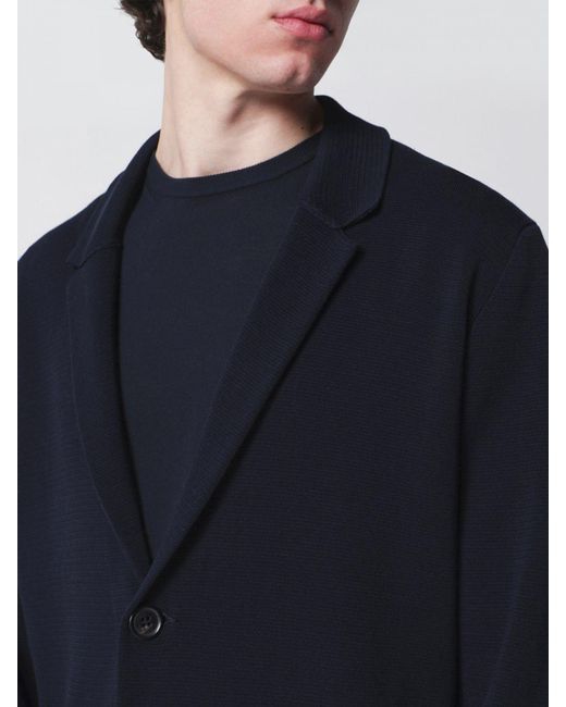 Roberto Collina Blue Single-Breasted Cotton Blazer for men
