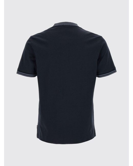 Boss Blue Slim Fit Cotton T-Shirt With Contrast Trims for men