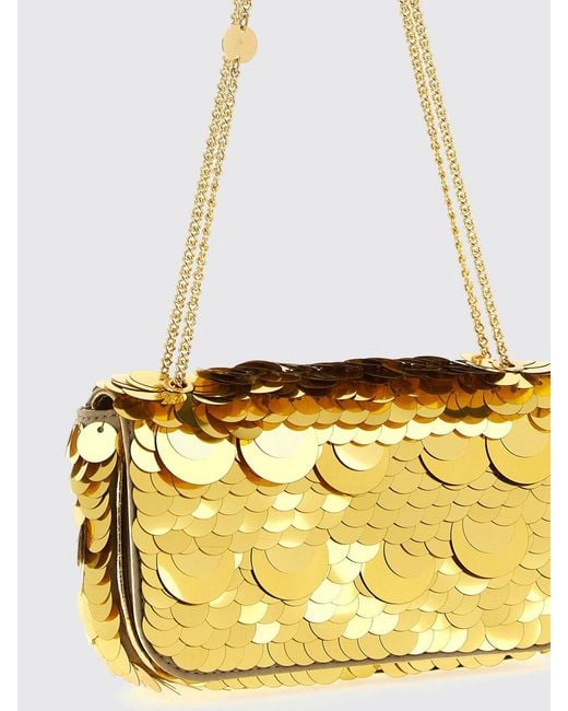 Rabanne White Sparkle Leather And Polyester Shoulder Bag With Metallic Handle