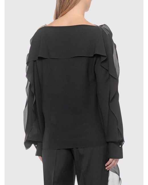 Lanvin Black Silk Blouse With Ruffles