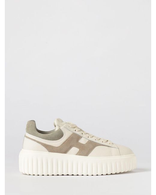 Hogan Natural H-Stripes Hammered Leather Sneakers
