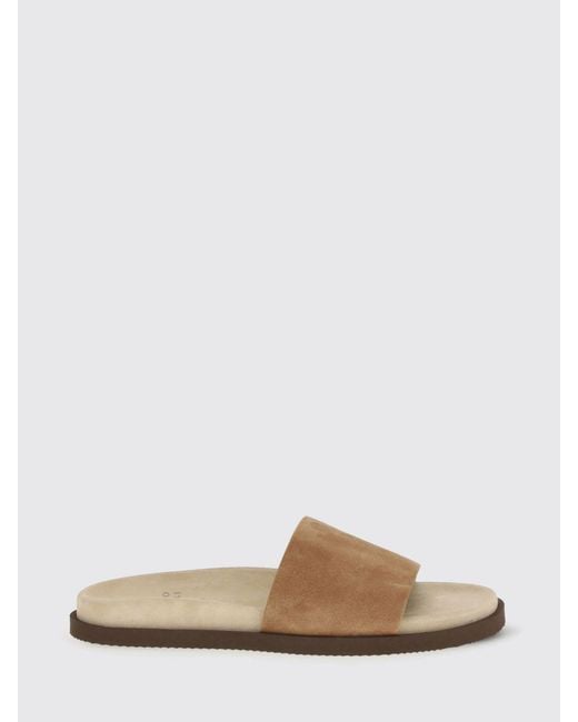 Brunello Cucinelli Natural Suede Sliders for men
