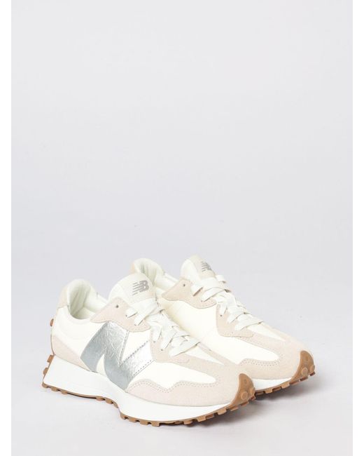 New Balance White 327 Leather Sneakers for men