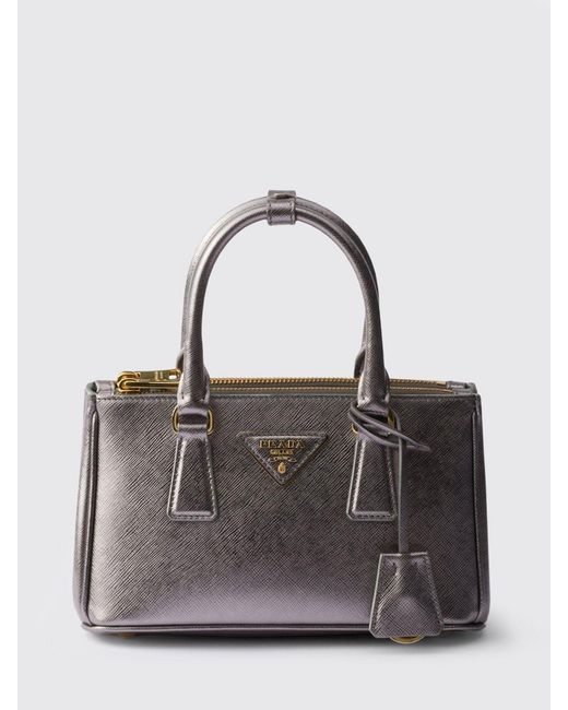 Prada Gray Galleria Mini Laminated Saffiano Leather Bag