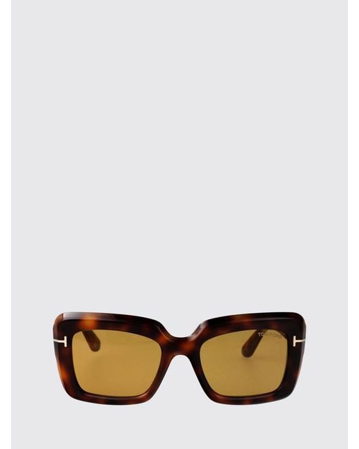 Tom Ford White Rectangular Cat-Eye Acetate Sunglasses