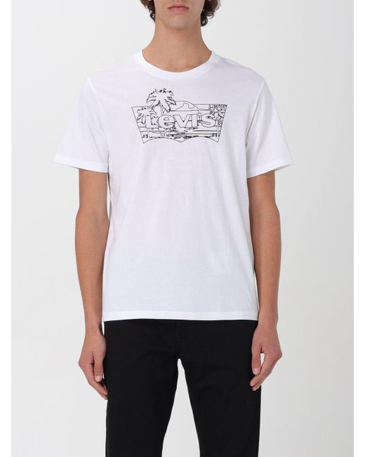 T-shirt in cotone con logo di Levi's in White da Uomo