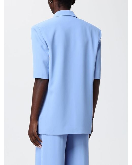 Hanita Blue Crepe Single-Breasted Blazer