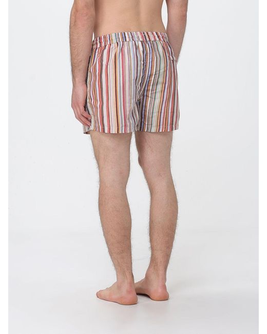 Paul Smith Pink Striped Polyester Swimsuit for men