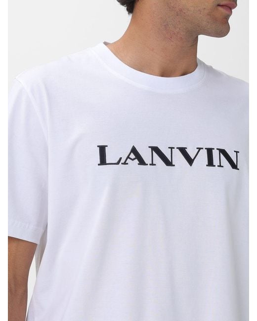 Lanvin White Cotton T-Shirt With Logo for men