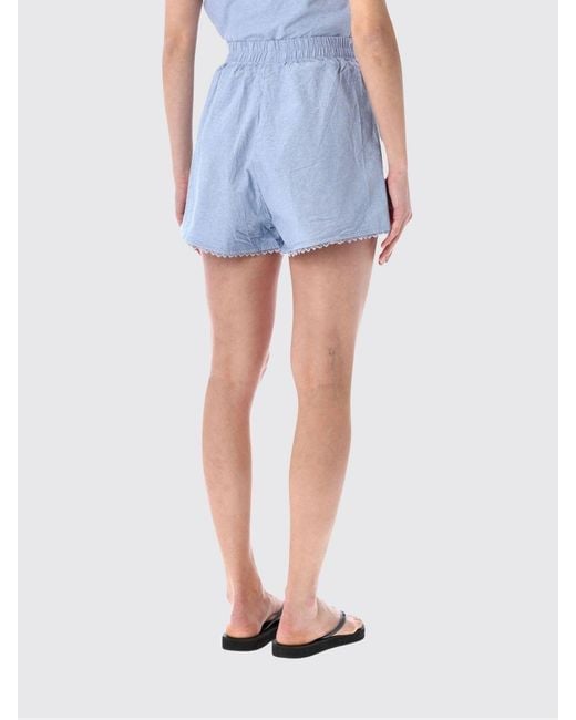 American Vintage Blue High-Waisted Cotton Shorts With Elasticated Waist