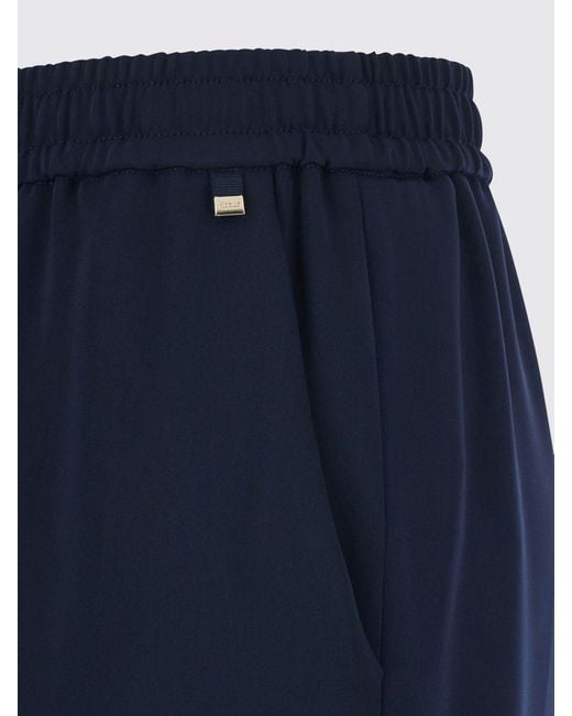 Herno Blue High-Waisted Jersey Palazzo Trousers With Drawstring