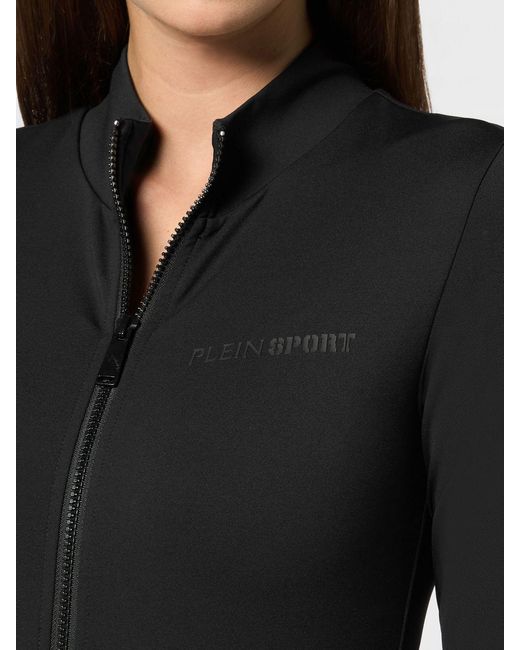 Philipp Plein Black Technical Stretch Fabric Bodysuit