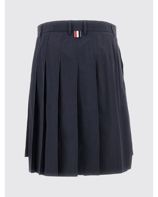 Thom Browne Blue Cotton Pleated Skirt