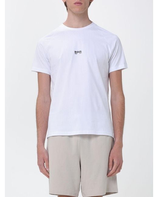 Boss White Cotton T-Shirt With Mini Logo for men