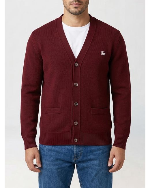 Gucci Red Wool And Cashmere Cardigan for men