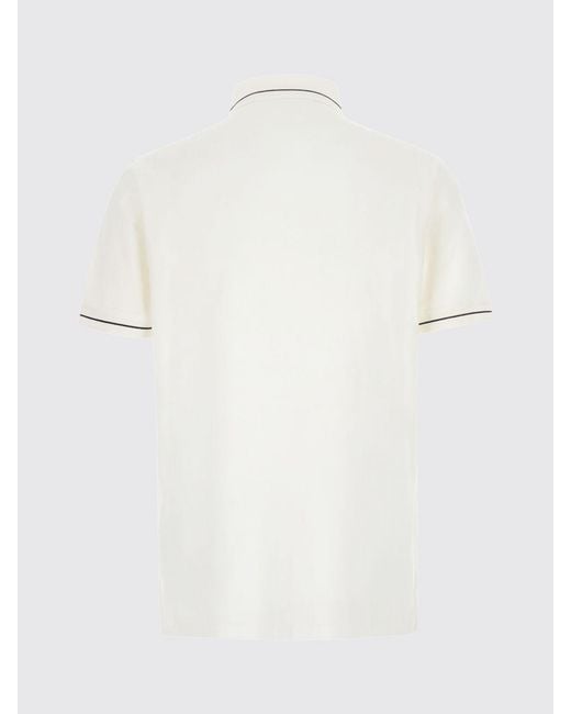 Emporio Armani White Slim Fit Cotton Polo Shirt With Contrast Trims for men