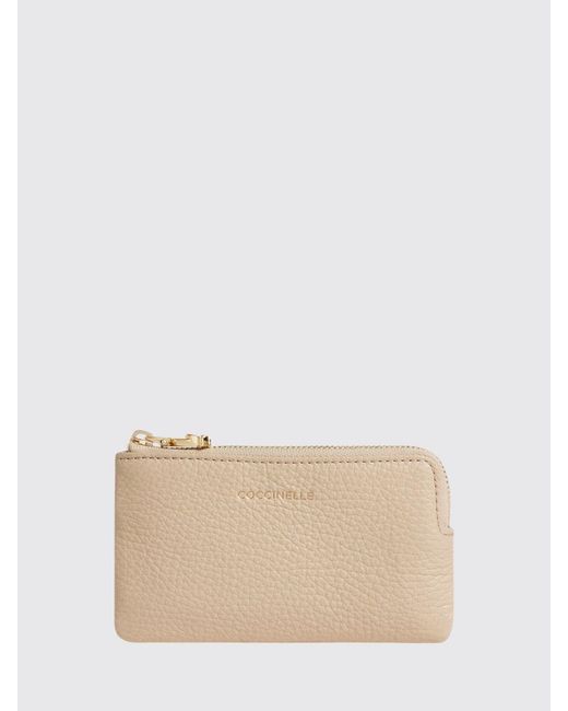 Coccinelle Natural C-Me Softy Grained Leather Coin Purse With Keychain