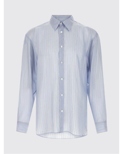 Dries Van Noten Blue Striped Cupro Shirt for men
