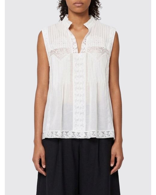 Twinset White Cotton And Silk Sleeveless Top