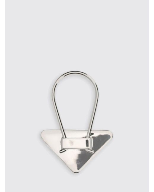 Prada White Triangular Keychain for men