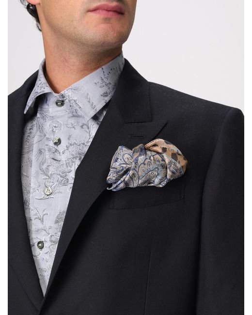 Etro Blue Silk Pouch With Animalier Paisley Motif for men