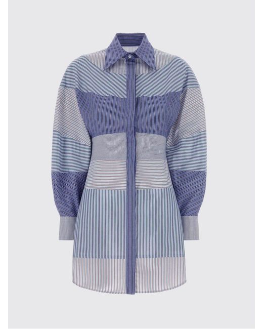 Moschino Blue Striped Cotton Shirtdress