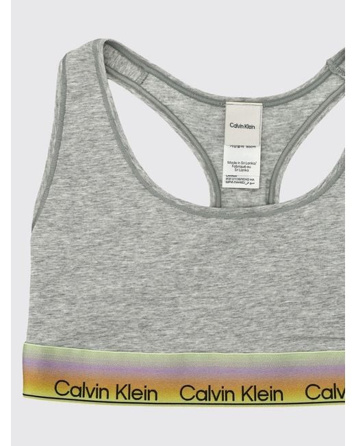 Calvin Klein Gray Cotton And Modal Blend Bralette With Racerback