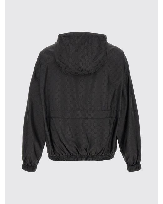 Gucci Black Gg Monogram Nylon Hooded Windbreaker Jacket for men
