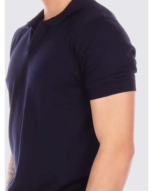 Tagliatore Blue Cotton Knit Polo Shirt for men
