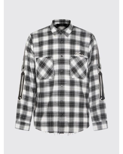 Amiri Gray Check Cotton Shirt for men