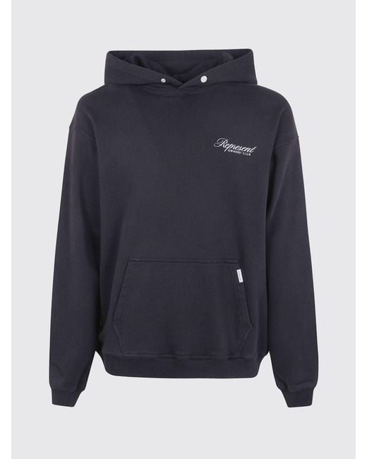 Represent Blue Cotton Hoodie With Logo for men