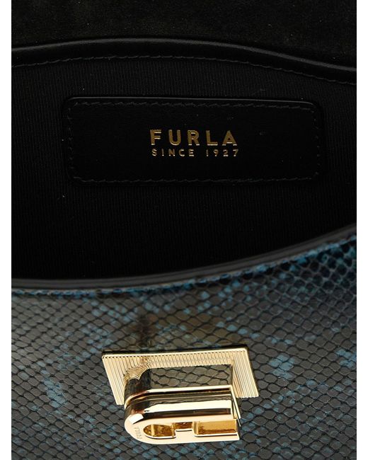 Furla Blue Arco Python-Print Crossbody Bag