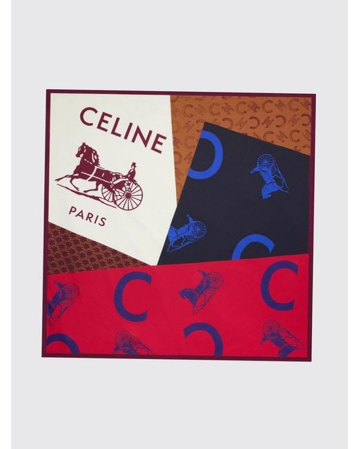 Céline Red Silk Scarf