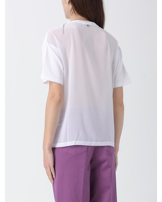 Liu Jo White Cotton T-Shirt With Jewel Chain