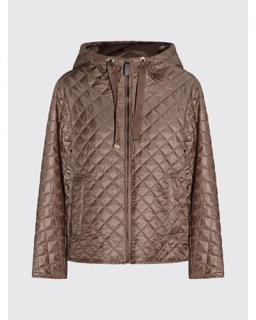 Max Mara Brown Hooded Quilted Jacket