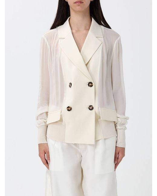 MEIMEIJ Natural Double-Breasted Wool Blend Blazer