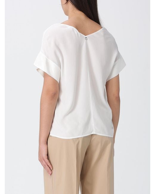 Liu Jo White Sheer Viscose Blouse With A Deep V-Neck