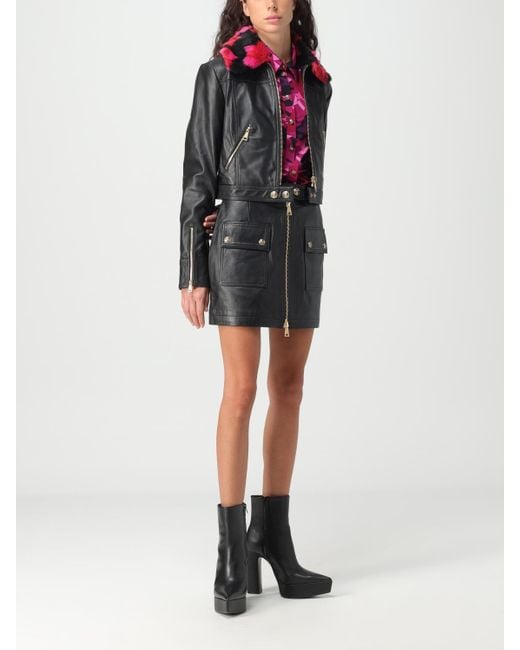 Versace Jeans Couture Black Leather Skirt