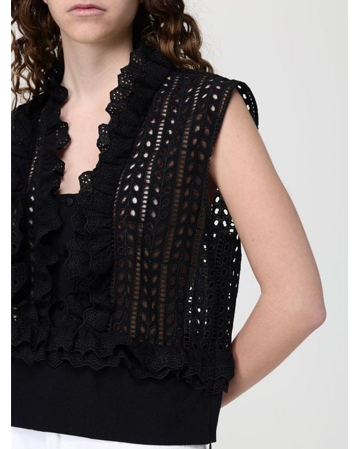 Alberta Ferretti Black Cotton And Linen Blend Top