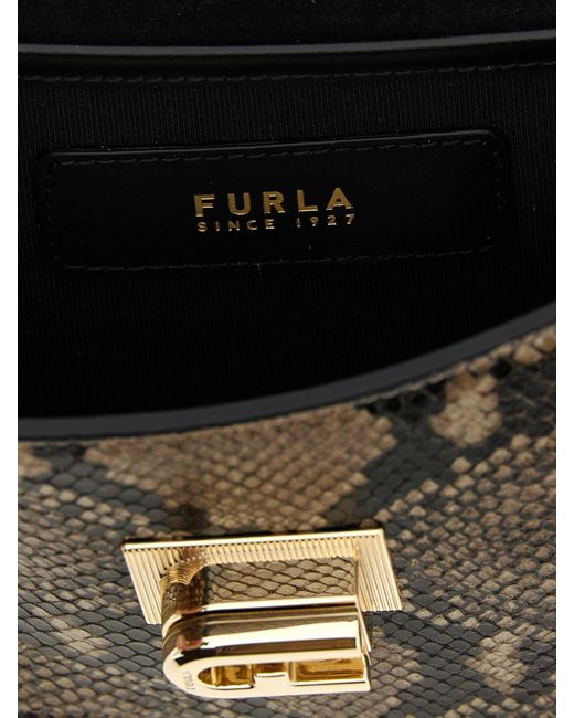 Furla Gray 1927 Printed Goatskin Shoulder Bag