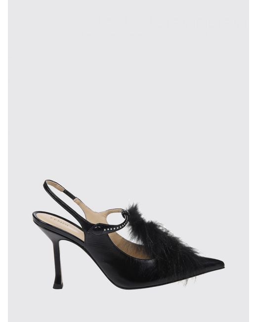 Fendi Black Noir Studded Calf Leather Stiletto Heel Slingback Pumps