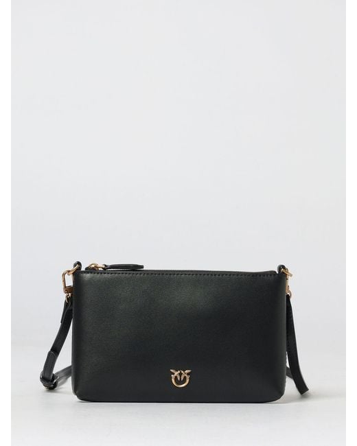 Pinko Black Love Birds Leather Pouch