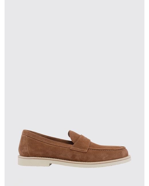 Brunello Cucinelli Brown Suede Loafers for men
