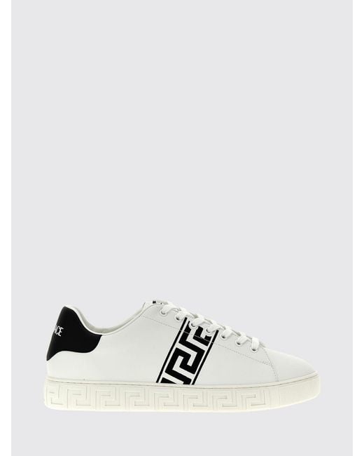 Versace White Greca Leather Sneakers for men