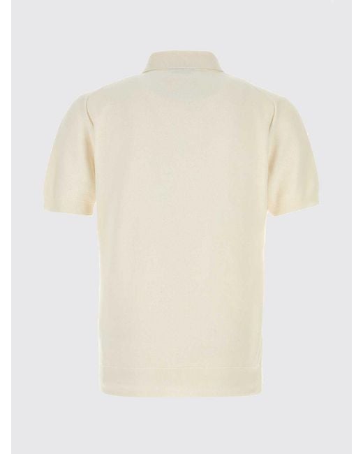 Tom Ford White Cotton And Silk Knit Polo Shirt for men