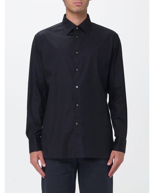 Zegna Blue Basic Stretch Poplin Shirt for men